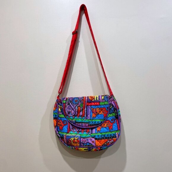 VTG LAUREL BURCH CATS CROSSBODY SHOULDER BAG QUILTED FOLK ART CAT LOVERS KAWAII - Picture 3 of 16
